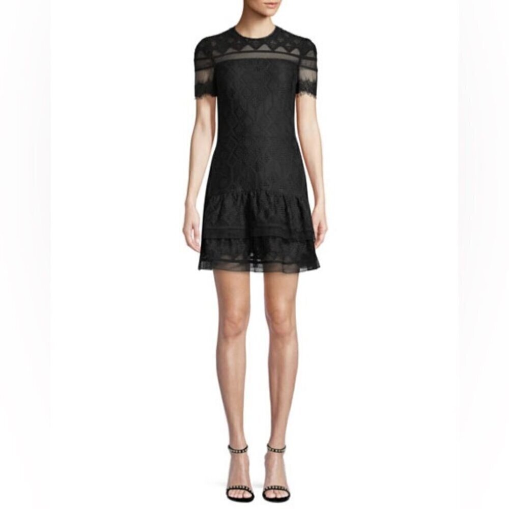 Jonathan SimkhaiMultimedia Threaded Mesh Mini Ruffle Dress size 6 - Picture 14 of 15